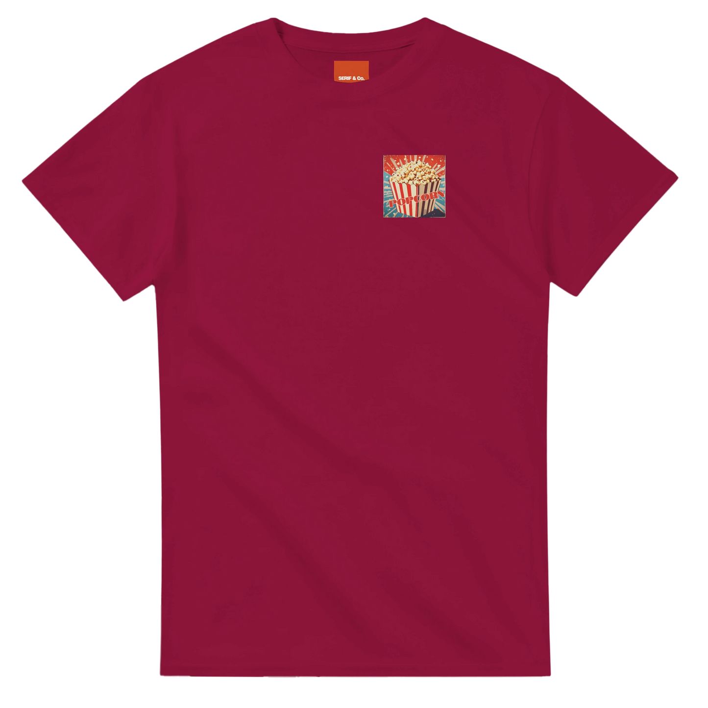 Unisex , retro, Popcorn hoodie, sweatshirt and t-shirt in blue, red, green, grey, black, brown, white, and beige – Serif & Co retro foodie clothing