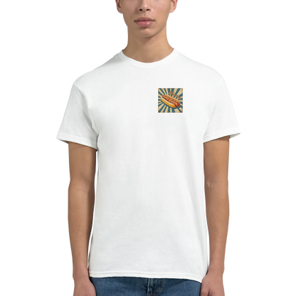 Unisex, retro, vintage style Hotdog hoodie, sweatshirt and t-shirt in blue, red, green, grey, black, brown, white, and beige – Serif & Co foodie clothing