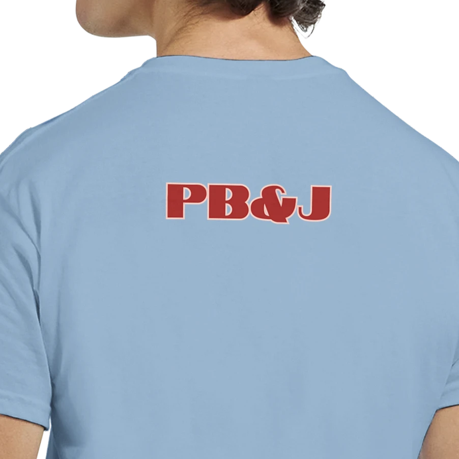 Unisex PB & J hoodie,peanut butter and jelly sweatshirt and t-shirt in blue, red, green, grey, black, brown, white, and beige – Serif & Co foodie retro clothing