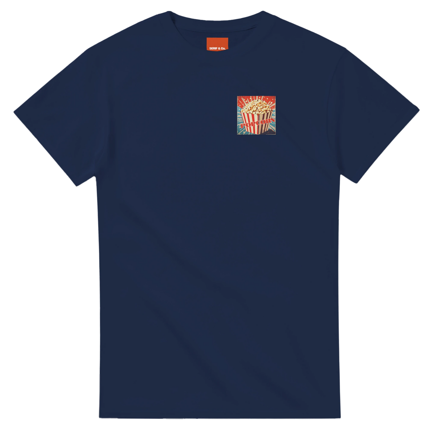 Unisex , retro, Popcorn hoodie, sweatshirt and t-shirt in blue, red, green, grey, black, brown, white, and beige – Serif & Co retro foodie clothing