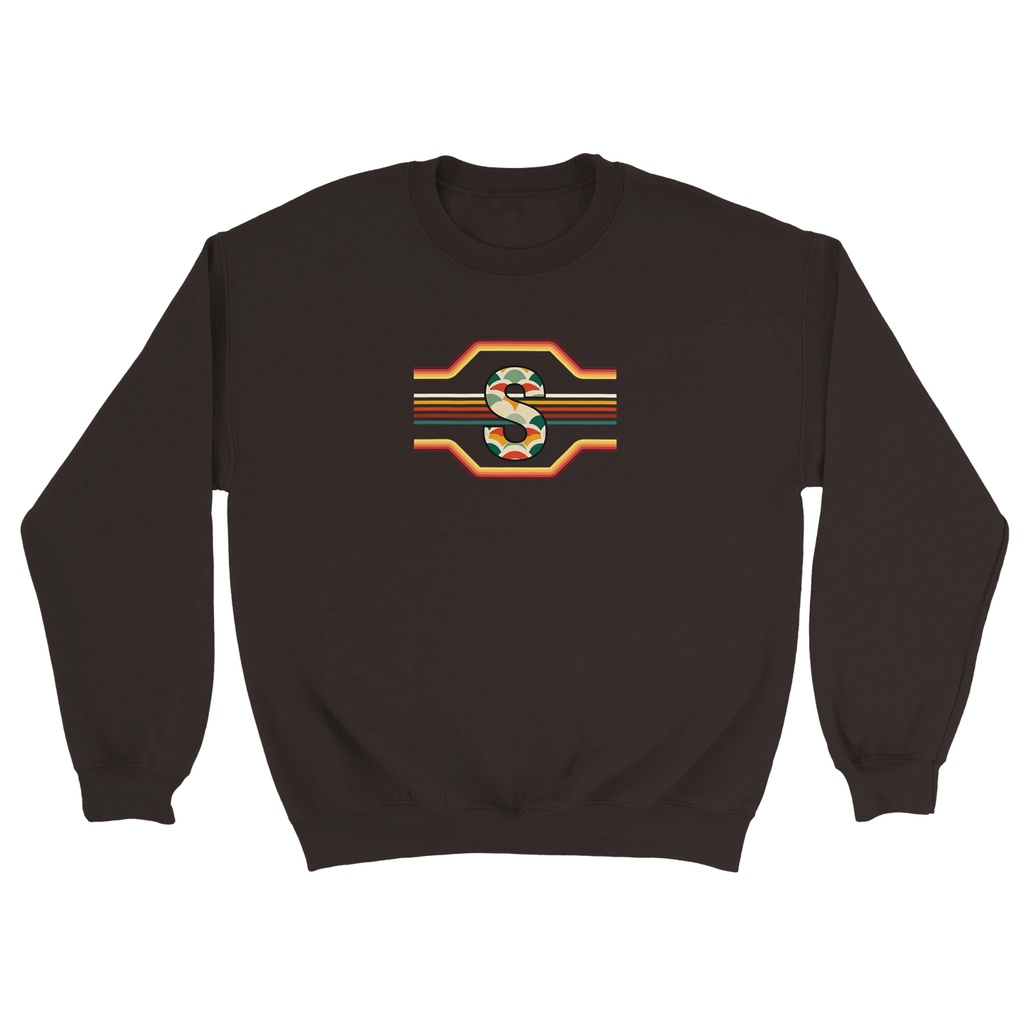 Unisex Retro Monogram hoodie, sweatshirt and t-shirt in blue, red, green, grey, black, brown, white, and beige – Serif & Co personalised retro clothing, 70's Inspired