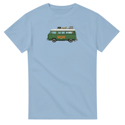 Unisex Couples Vintage Campervan hoodie, sweatshirt and t-shirt in blue, red, green, grey, black, brown, white, and beige – Serif & Co campervan couples clothing