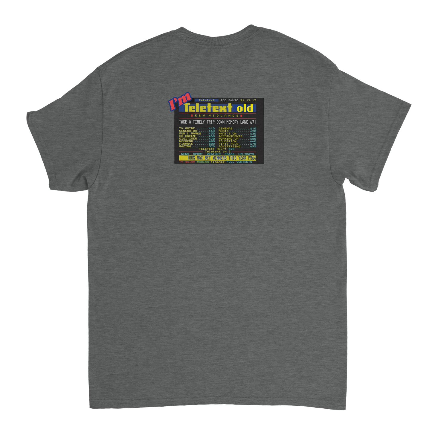 Unisex I;m Teletext Old hoodie, sweatshirt and t-shirt in blue, red, green, grey, black, brown, white, and beige – Serif & Co retro nostalgia clothing