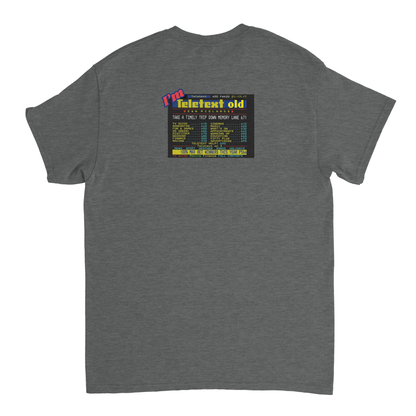 Unisex I;m Teletext Old hoodie, sweatshirt and t-shirt in blue, red, green, grey, black, brown, white, and beige – Serif & Co retro nostalgia clothing