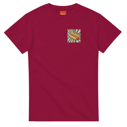 Unisex, retro, vintage style Hotdog hoodie, sweatshirt and t-shirt in blue, red, green, grey, black, brown, white, and beige – Serif & Co foodie clothing