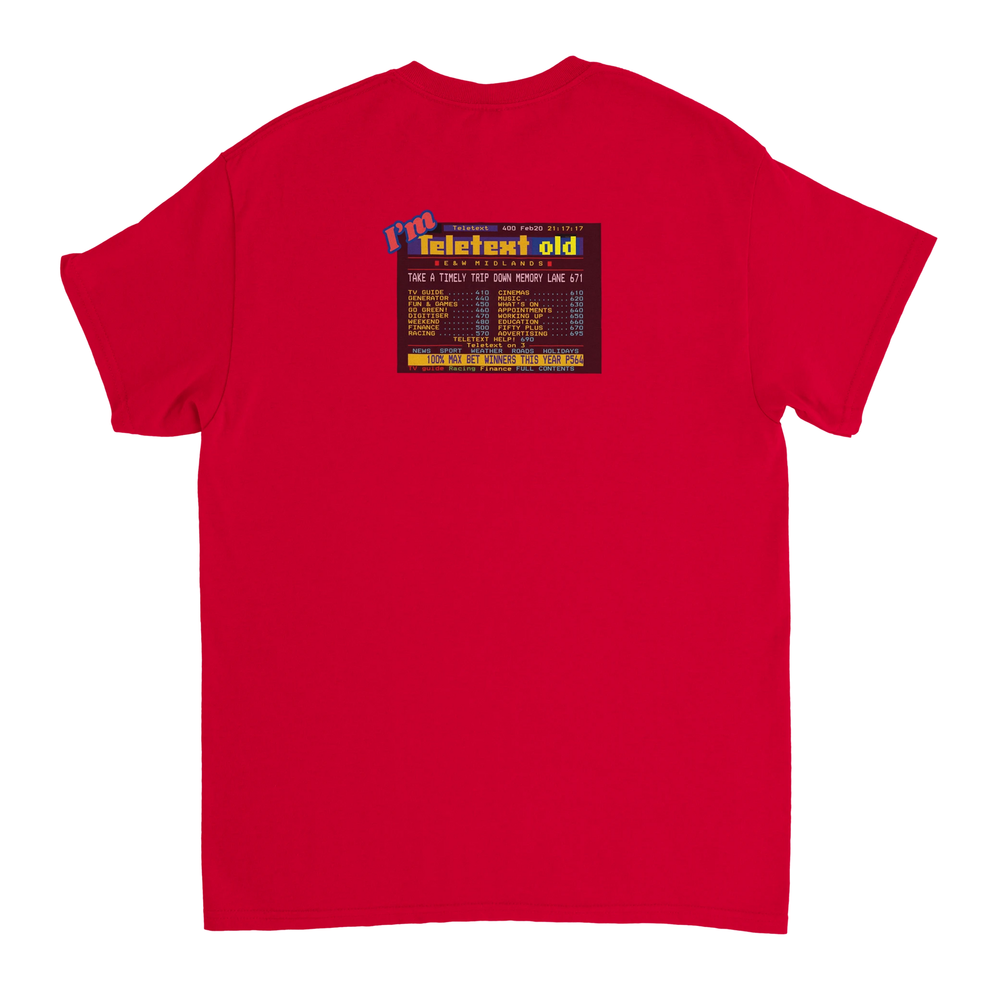 Unisex I;m Teletext Old hoodie, sweatshirt and t-shirt in blue, red, green, grey, black, brown, white, and beige – Serif & Co retro nostalgia clothing