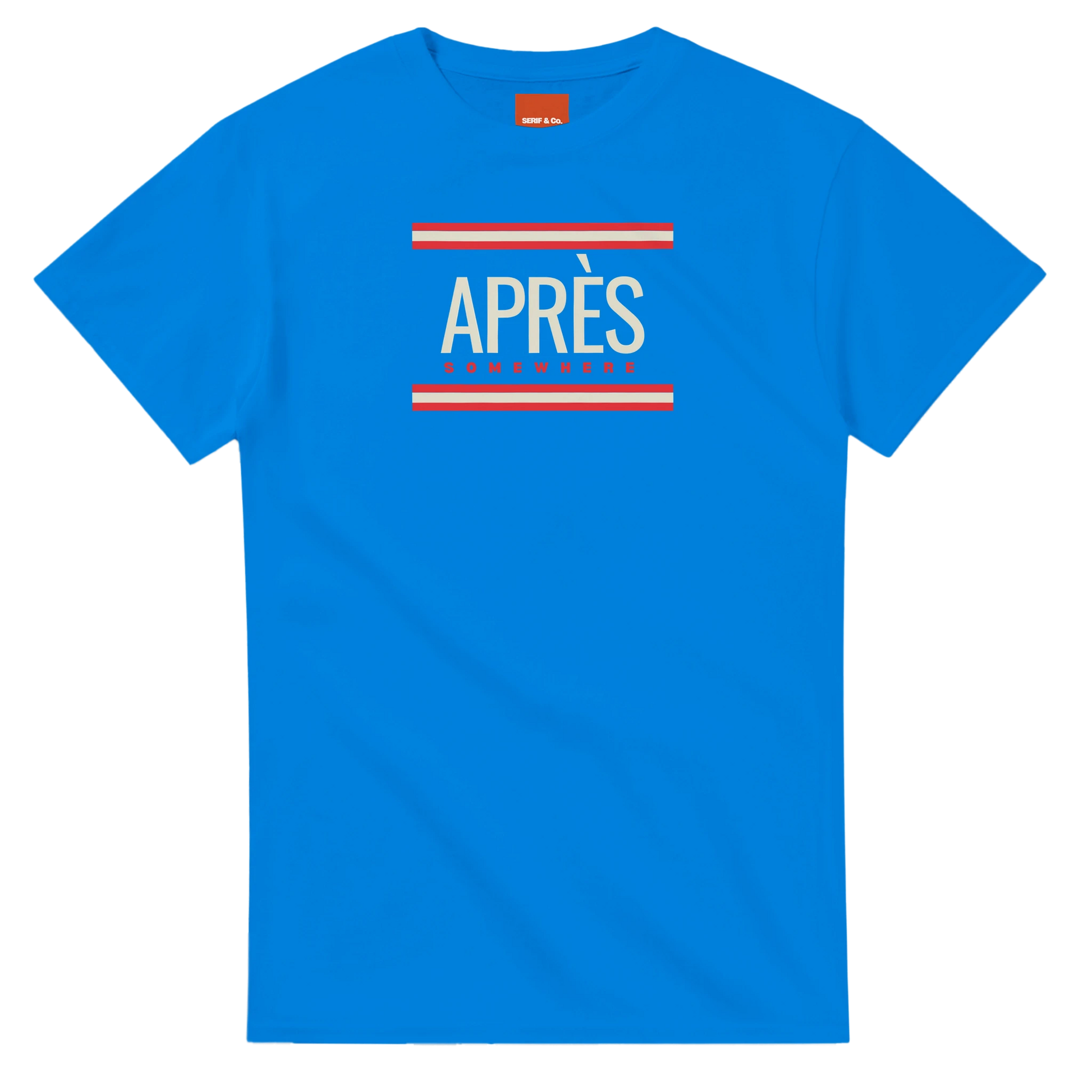 Unisex Après Somewhere hoodie, sweatshirt and t-shirt in blue, red, green, grey, black, brown, white, and beige – Serif & Co après ski clothing