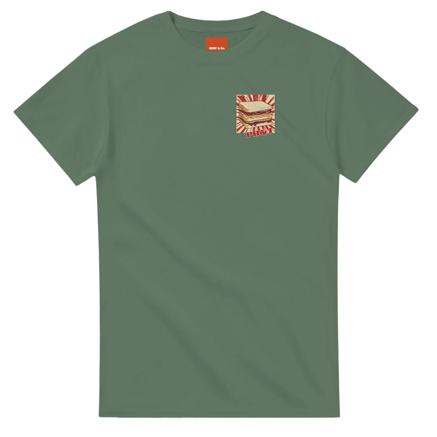 Unisex PB & J hoodie,peanut butter and jelly sweatshirt and t-shirt in blue, red, green, grey, black, brown, white, and beige – Serif & Co foodie retro clothing