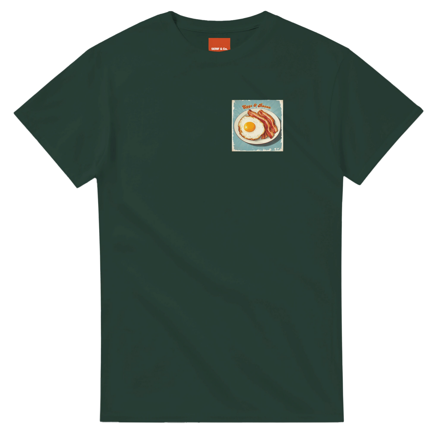 Unisex , retro, vintage,Eggs & Bacon hoodie, sweatshirt and t-shirt in blue, red, green, grey, black, brown, white, and beige – Serif & Co foodie clothing