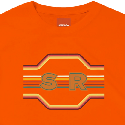 Unisex Retro Monogram hoodie, sweatshirt and t-shirt in blue, red, green, grey, black, brown, white, and beige – Serif & Co personalised retro clothing, 70's Inspired