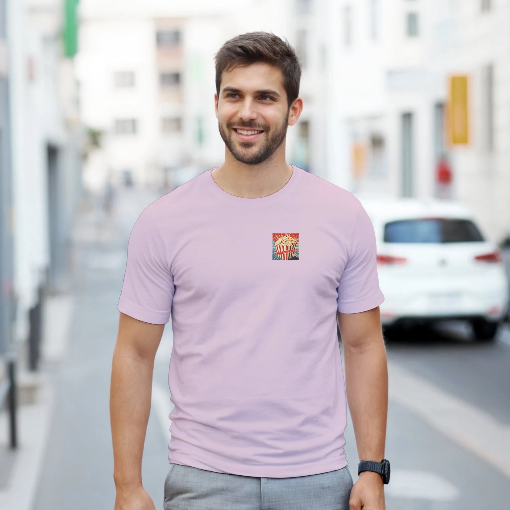 Unisex , retro, Popcorn hoodie, sweatshirt and t-shirt in blue, red, green, grey, black, brown, white, and beige – Serif & Co retro foodie clothing