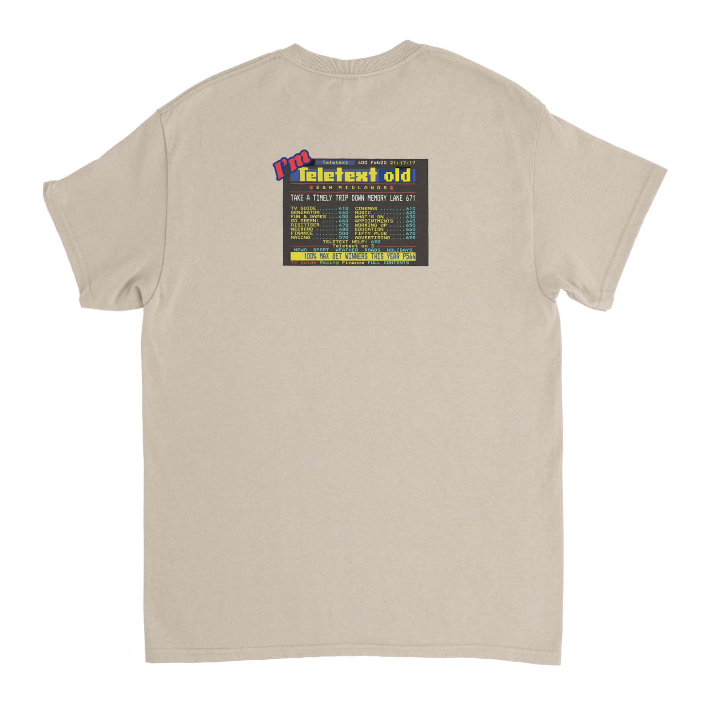 Unisex I;m Teletext Old hoodie, sweatshirt and t-shirt in blue, red, green, grey, black, brown, white, and beige – Serif & Co retro nostalgia clothing