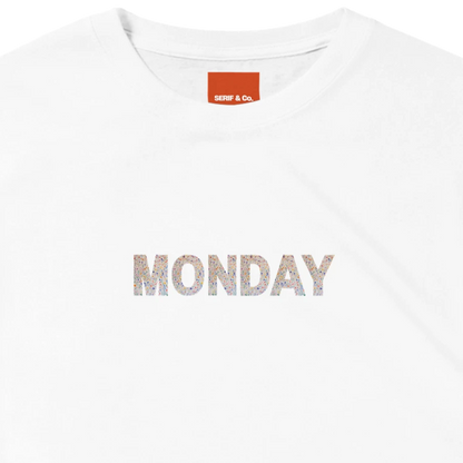 Unisex Wildflower Days of the Week hoodie, sweatshirt and t-shirt, Monday, Tuesday, Wednesday, Thursday, Friday, Saturday, Sundayin blue, red, green, grey, black, brown, white, and beige – Serif & Co wildflower clothing