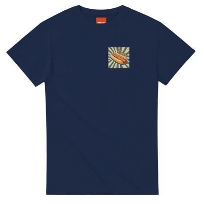 Unisex, retro, vintage style Hotdog hoodie, sweatshirt and t-shirt in blue, red, green, grey, black, brown, white, and beige – Serif & Co foodie clothing