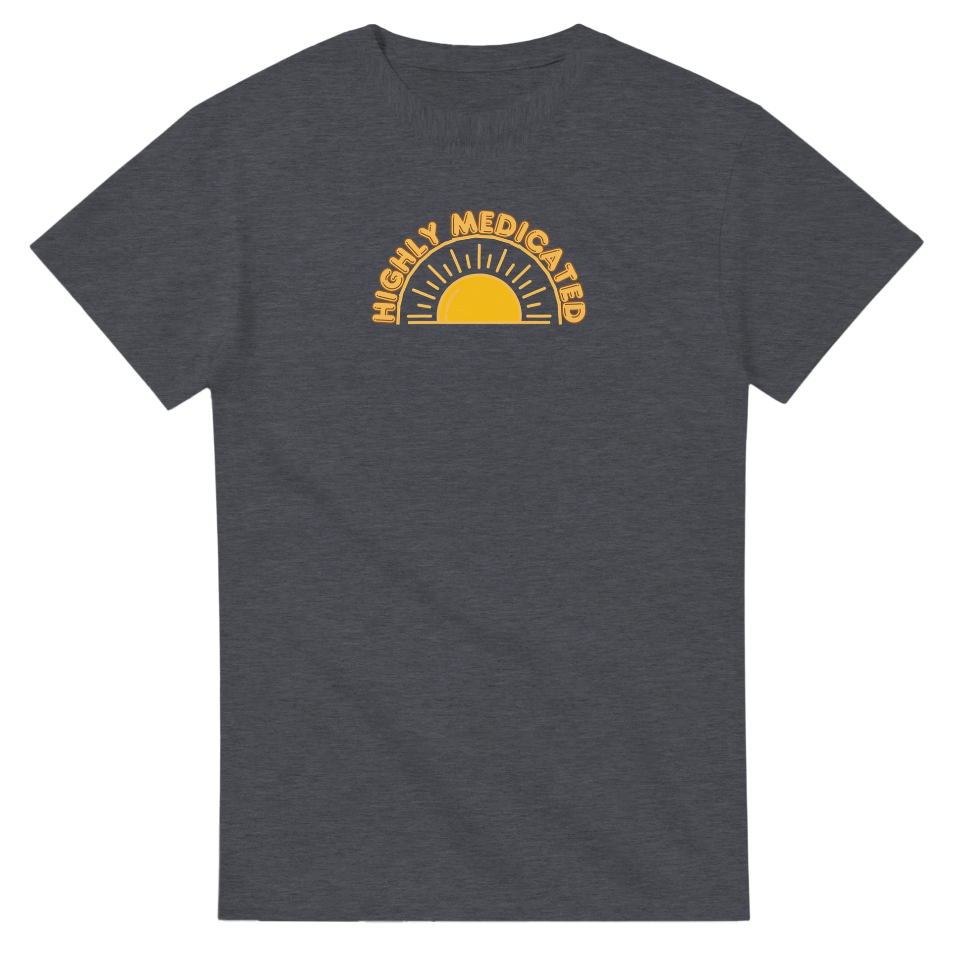 Unisex Highly Medicated hoodie, sweatshirt and t-shirt in blue, red, green, grey, black, brown, white, and beige – Serif & Co slogan clothing