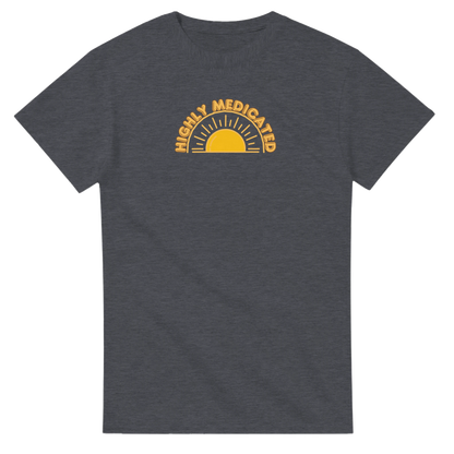 Unisex Highly Medicated hoodie, sweatshirt and t-shirt in blue, red, green, grey, black, brown, white, and beige – Serif & Co slogan clothing