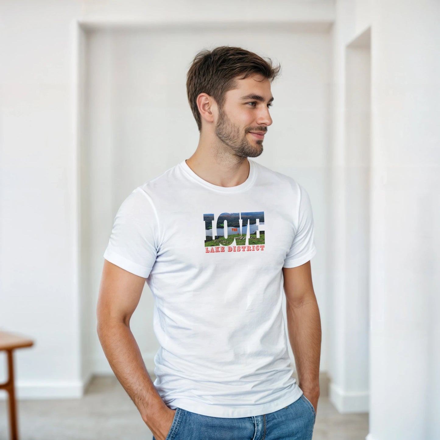 Unisex Love the Lake District hoodie, sweatshirt and t-shirt in blue, red, green, grey, black, brown, white, and beige – Serif & Co Lake District clothing