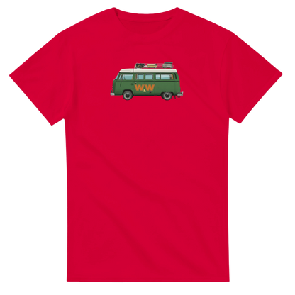 Unisex Couples Vintage Campervan hoodie, sweatshirt and t-shirt in blue, red, green, grey, black, brown, white, and beige – Serif & Co campervan couples clothing