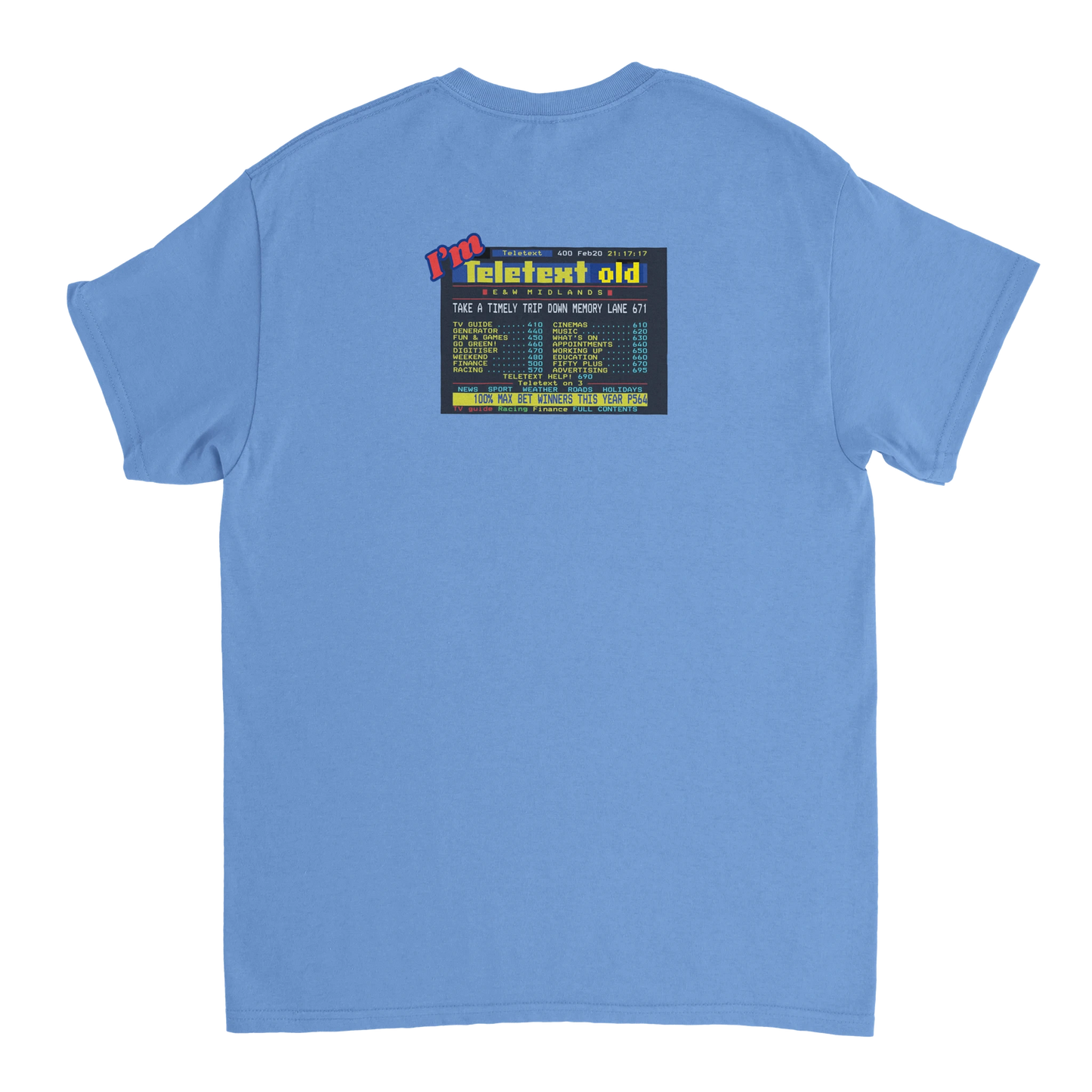 Unisex I;m Teletext Old hoodie, sweatshirt and t-shirt in blue, red, green, grey, black, brown, white, and beige – Serif & Co retro nostalgia clothing