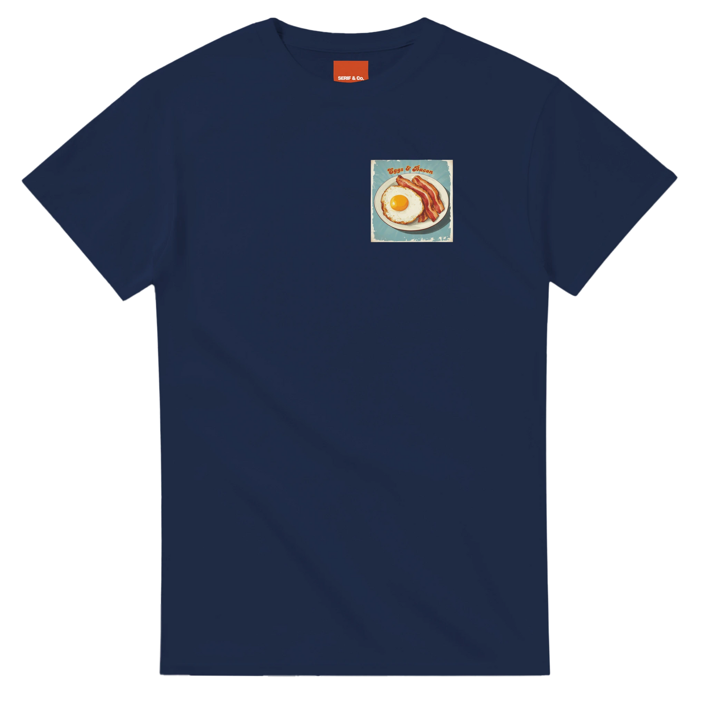 Unisex , retro, vintage,Eggs & Bacon hoodie, sweatshirt and t-shirt in blue, red, green, grey, black, brown, white, and beige – Serif & Co foodie clothing