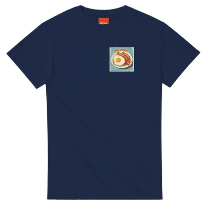 Unisex , retro, vintage,Eggs & Bacon hoodie, sweatshirt and t-shirt in blue, red, green, grey, black, brown, white, and beige – Serif & Co foodie clothing