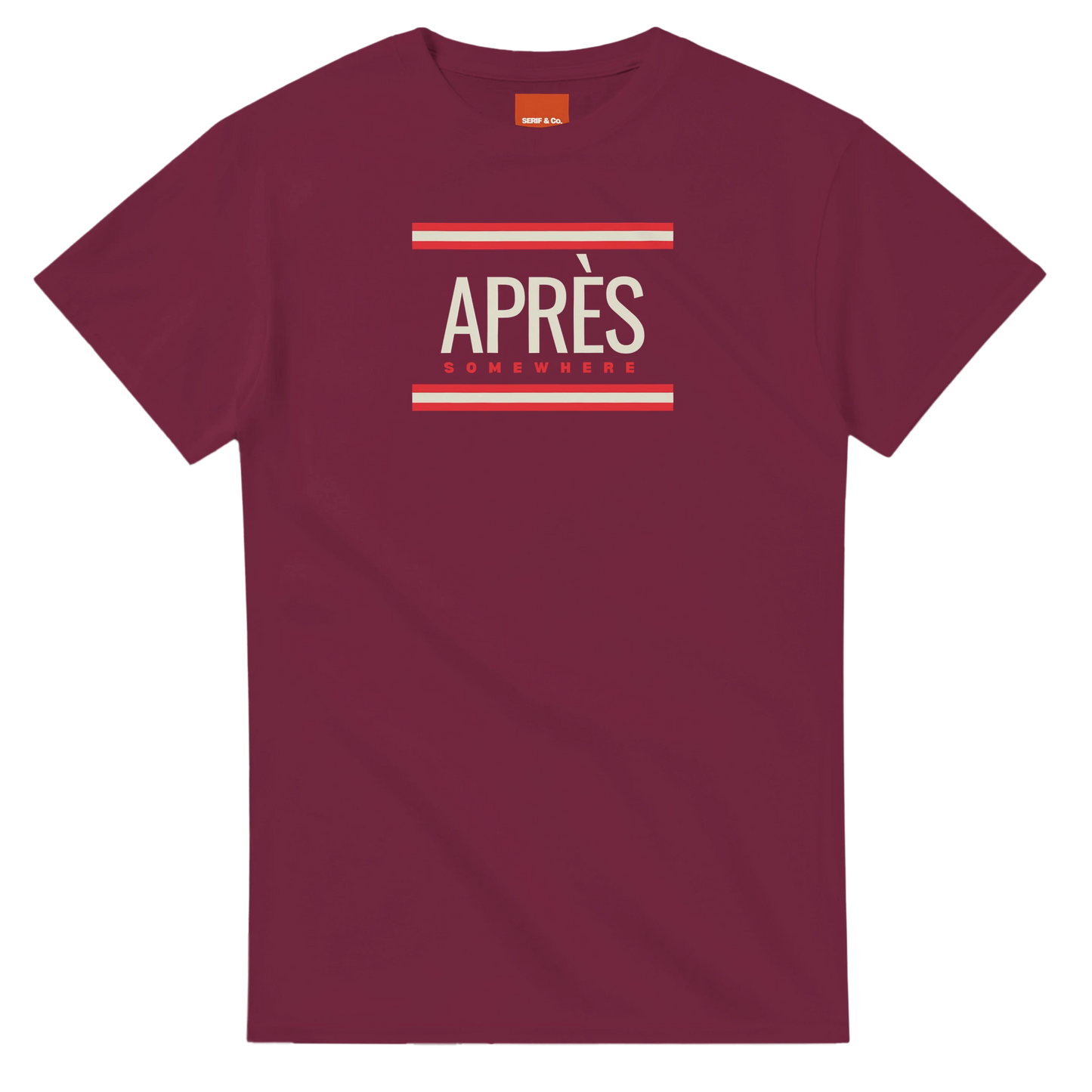 Unisex Après Somewhere hoodie, sweatshirt and t-shirt in blue, red, green, grey, black, brown, white, and beige – Serif & Co après ski clothing