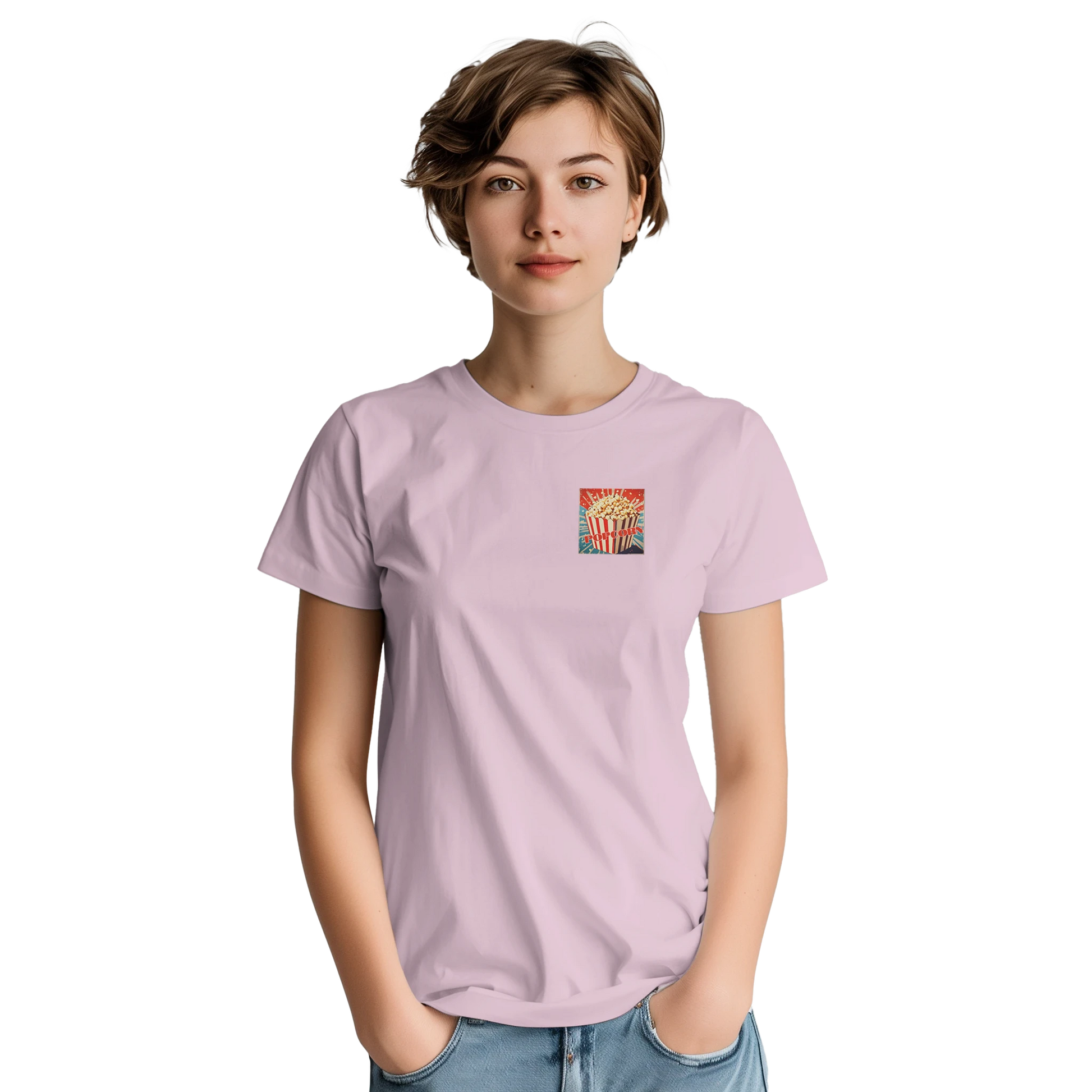 Unisex , retro, Popcorn hoodie, sweatshirt and t-shirt in blue, red, green, grey, black, brown, white, and beige – Serif & Co retro foodie clothing