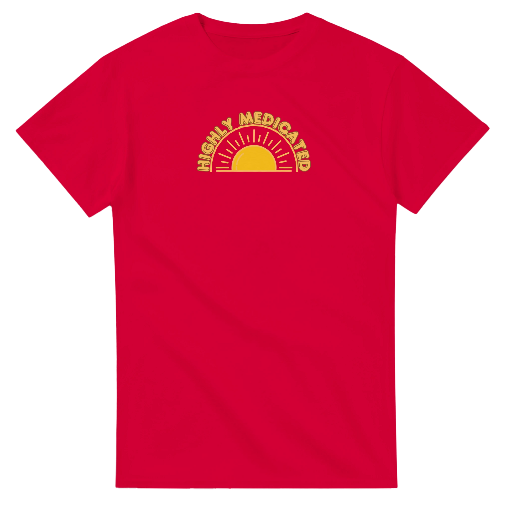 Unisex Highly Medicated hoodie, sweatshirt and t-shirt in blue, red, green, grey, black, brown, white, and beige – Serif & Co slogan clothing