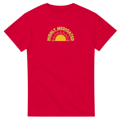 Unisex Highly Medicated hoodie, sweatshirt and t-shirt in blue, red, green, grey, black, brown, white, and beige – Serif & Co slogan clothing