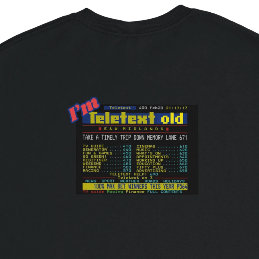 Unisex I;m Teletext Old hoodie, sweatshirt and t-shirt in blue, red, green, grey, black, brown, white, and beige – Serif & Co retro nostalgia clothing