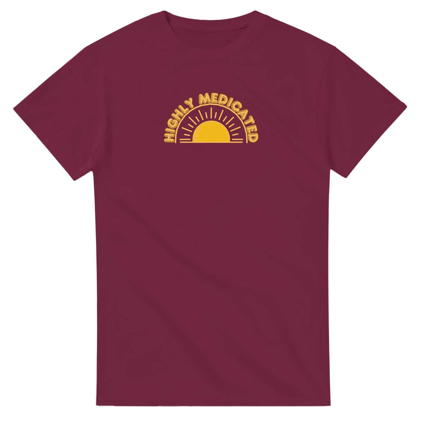 Unisex Highly Medicated hoodie, sweatshirt and t-shirt in blue, red, green, grey, black, brown, white, and beige – Serif & Co slogan clothing