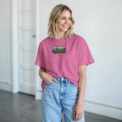 Unisex Couples Vintage Campervan hoodie, sweatshirt and t-shirt in blue, red, green, grey, black, brown, white, and beige – Serif & Co campervan couples clothing