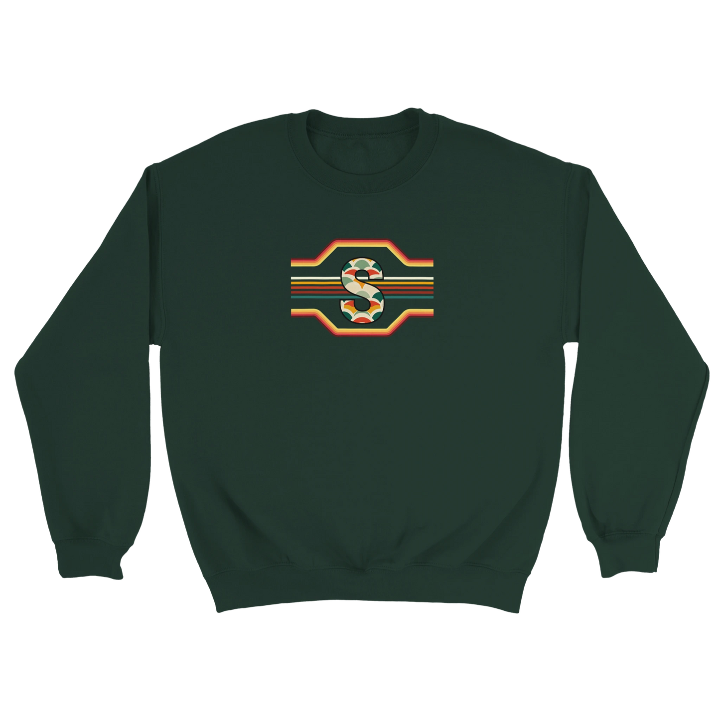 Unisex Retro Monogram hoodie, sweatshirt and t-shirt in blue, red, green, grey, black, brown, white, and beige – Serif & Co personalised retro clothing, 70's Inspired