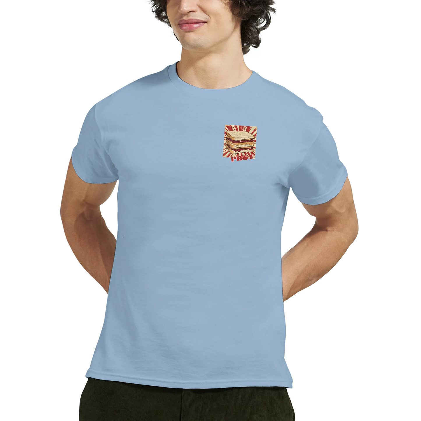 Unisex PB & J hoodie,peanut butter and jelly sweatshirt and t-shirt in blue, red, green, grey, black, brown, white, and beige – Serif & Co foodie retro clothing