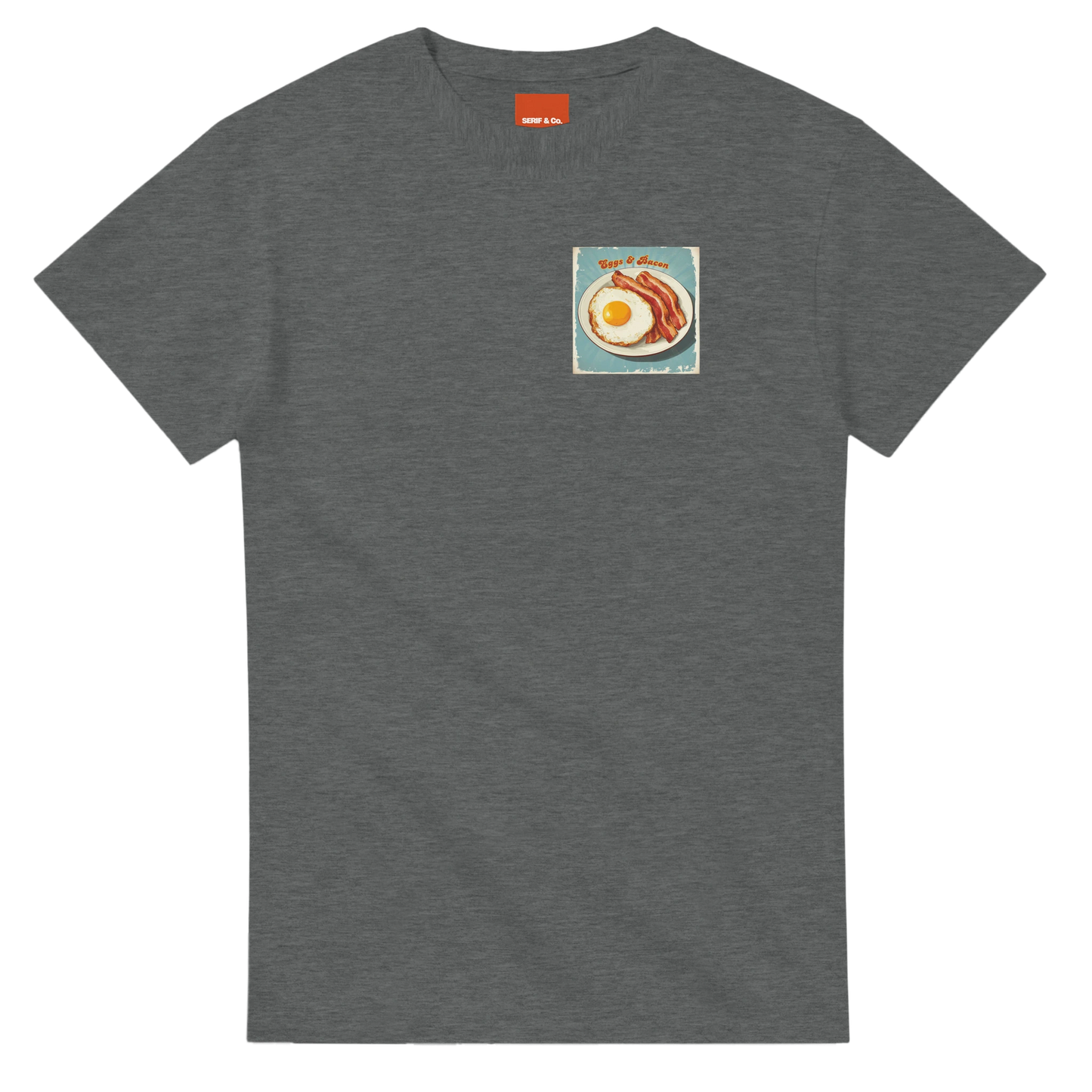 Unisex , retro, vintage,Eggs & Bacon hoodie, sweatshirt and t-shirt in blue, red, green, grey, black, brown, white, and beige – Serif & Co foodie clothing