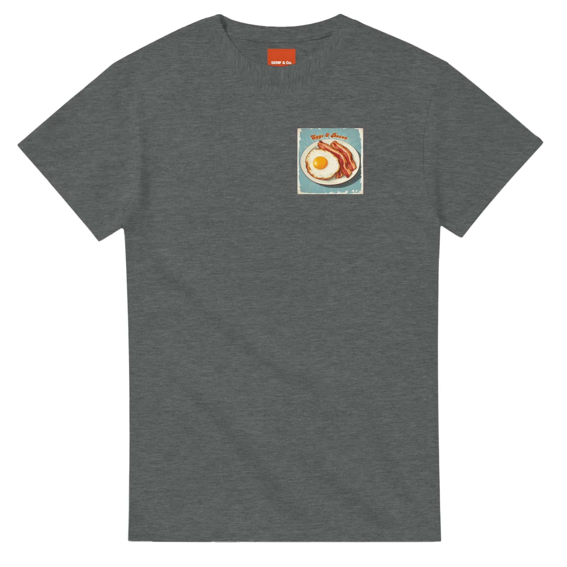 Unisex , retro, vintage,Eggs & Bacon hoodie, sweatshirt and t-shirt in blue, red, green, grey, black, brown, white, and beige – Serif & Co foodie clothing