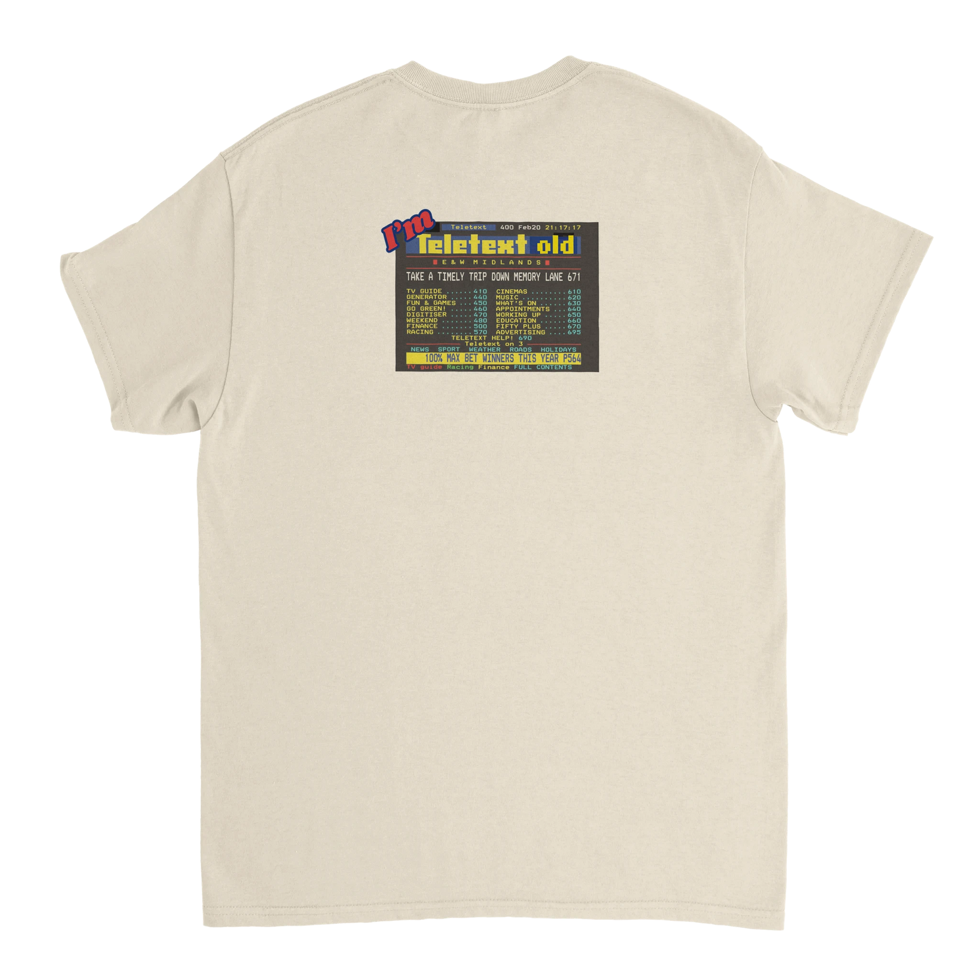 Unisex I;m Teletext Old hoodie, sweatshirt and t-shirt in blue, red, green, grey, black, brown, white, and beige – Serif & Co retro nostalgia clothing