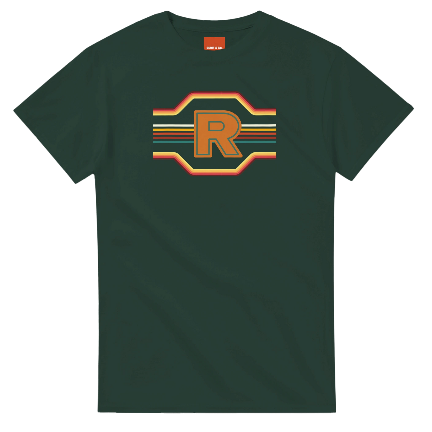 Unisex Retro Monogram hoodie, sweatshirt and t-shirt in blue, red, green, grey, black, brown, white, and beige – Serif & Co personalised retro clothing, 70's Inspired