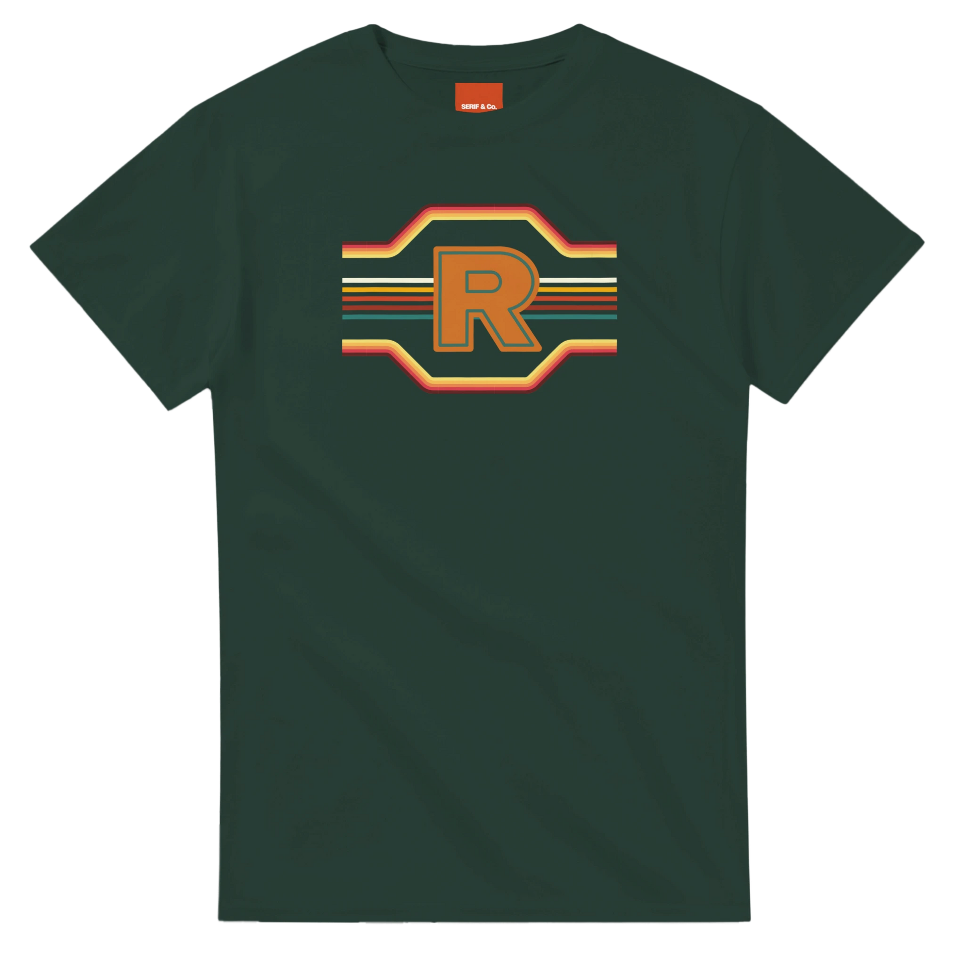 Unisex Retro Monogram hoodie, sweatshirt and t-shirt in blue, red, green, grey, black, brown, white, and beige – Serif & Co personalised retro clothing, 70's Inspired