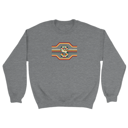 Unisex Retro Monogram hoodie, sweatshirt and t-shirt in blue, red, green, grey, black, brown, white, and beige – Serif & Co personalised retro clothing, 70's Inspired