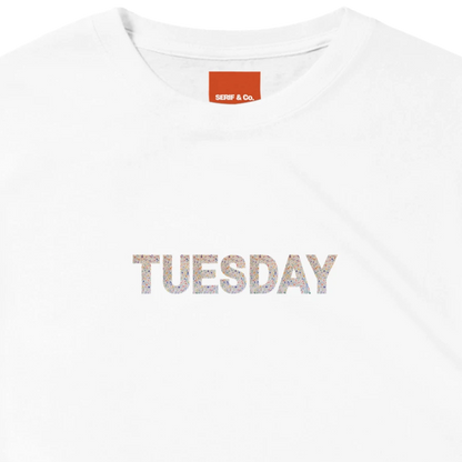 Unisex Wildflower Days of the Week hoodie, sweatshirt and t-shirt, Monday, Tuesday, Wednesday, Thursday, Friday, Saturday, Sundayin blue, red, green, grey, black, brown, white, and beige – Serif & Co wildflower clothing