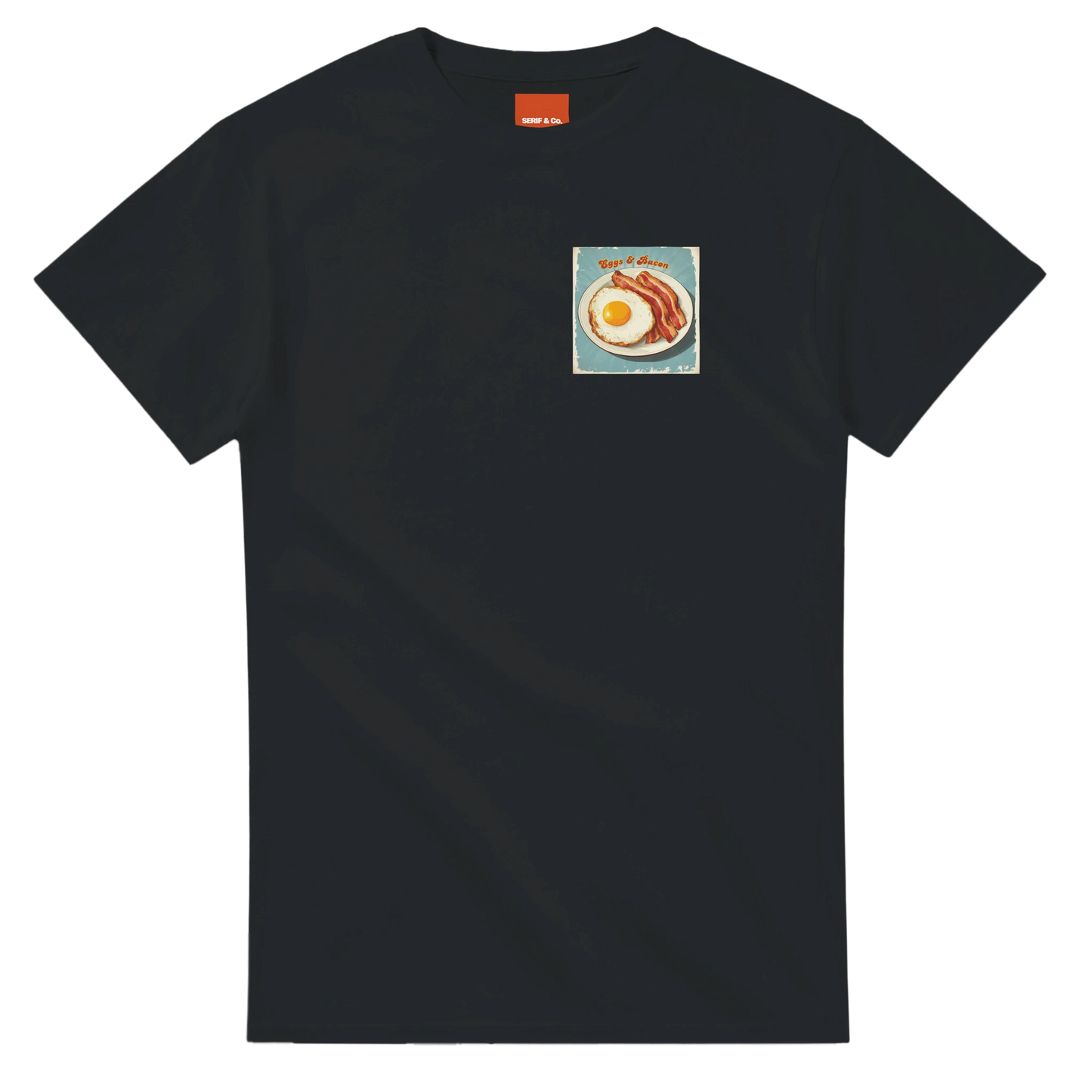 Unisex , retro, vintage,Eggs & Bacon hoodie, sweatshirt and t-shirt in blue, red, green, grey, black, brown, white, and beige – Serif & Co foodie clothing