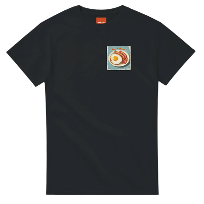 Unisex , retro, vintage,Eggs & Bacon hoodie, sweatshirt and t-shirt in blue, red, green, grey, black, brown, white, and beige – Serif & Co foodie clothing