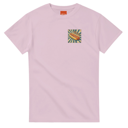 Unisex, retro, vintage style Hotdog hoodie, sweatshirt and t-shirt in blue, red, green, grey, black, brown, white, and beige – Serif & Co foodie clothing