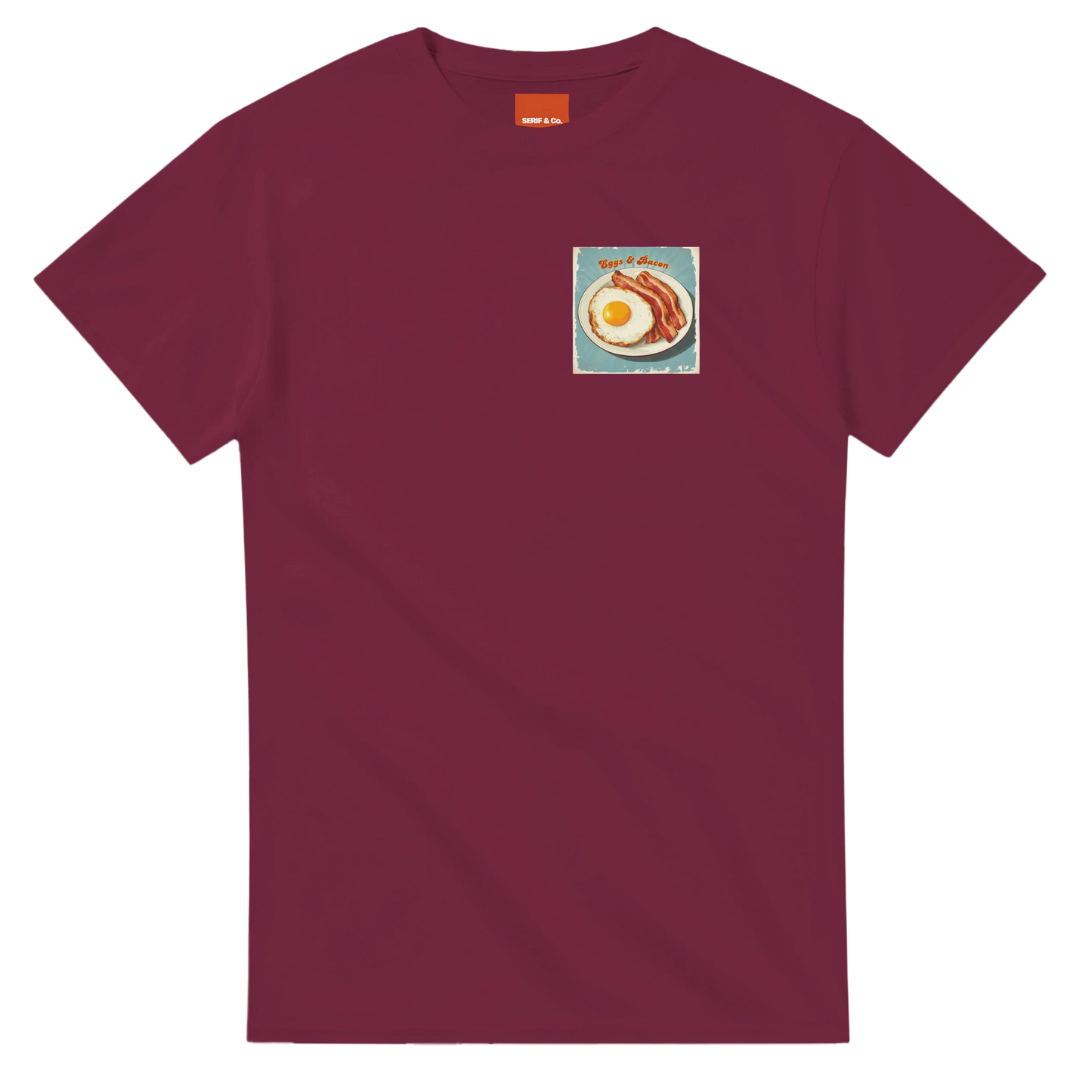 Unisex , retro, vintage,Eggs & Bacon hoodie, sweatshirt and t-shirt in blue, red, green, grey, black, brown, white, and beige – Serif & Co foodie clothing