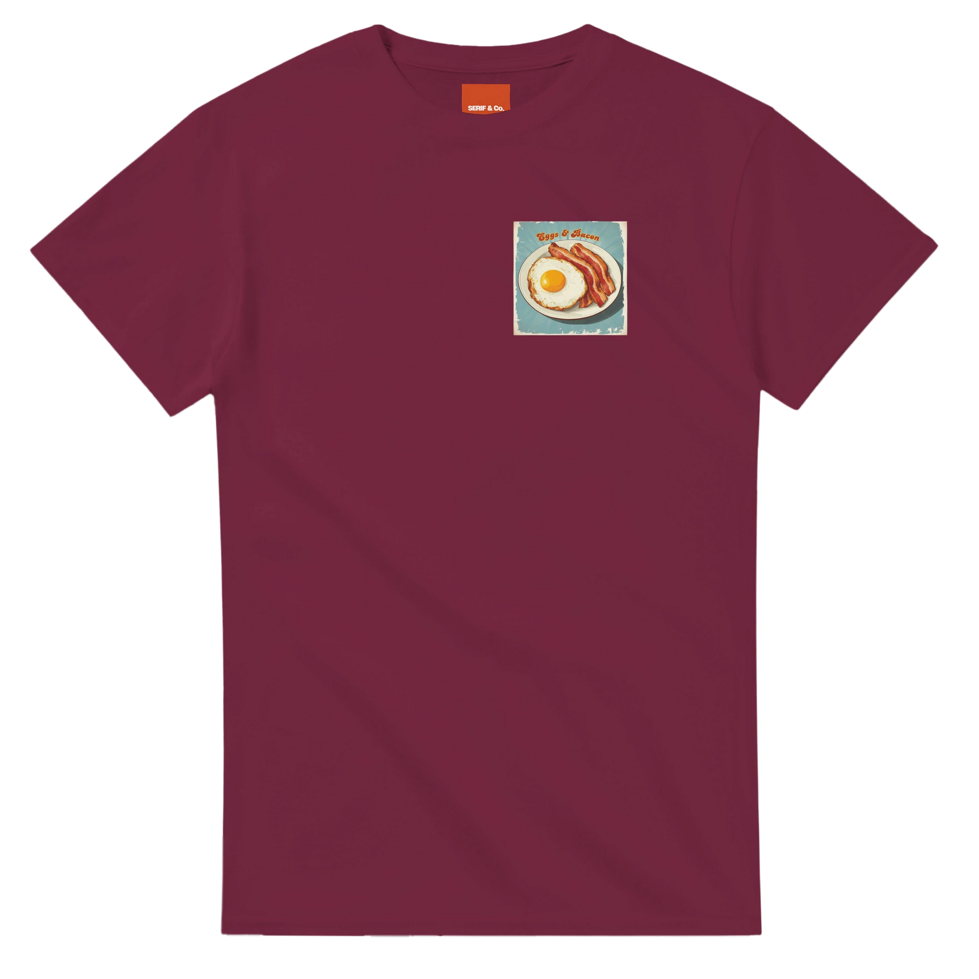 Unisex , retro, vintage,Eggs & Bacon hoodie, sweatshirt and t-shirt in blue, red, green, grey, black, brown, white, and beige – Serif & Co foodie clothing