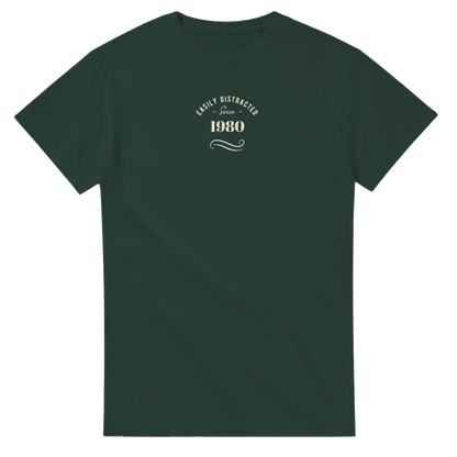 Unisex Easily, Personalise with your year,  Distracted hoodie, sweatshirt and t-shirt in blue, red, green, grey, black, brown, white, and beige – Serif & Co slogan clothing