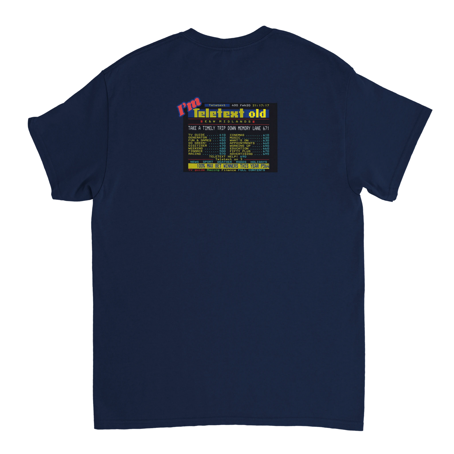 Unisex I;m Teletext Old hoodie, sweatshirt and t-shirt in blue, red, green, grey, black, brown, white, and beige – Serif & Co retro nostalgia clothing