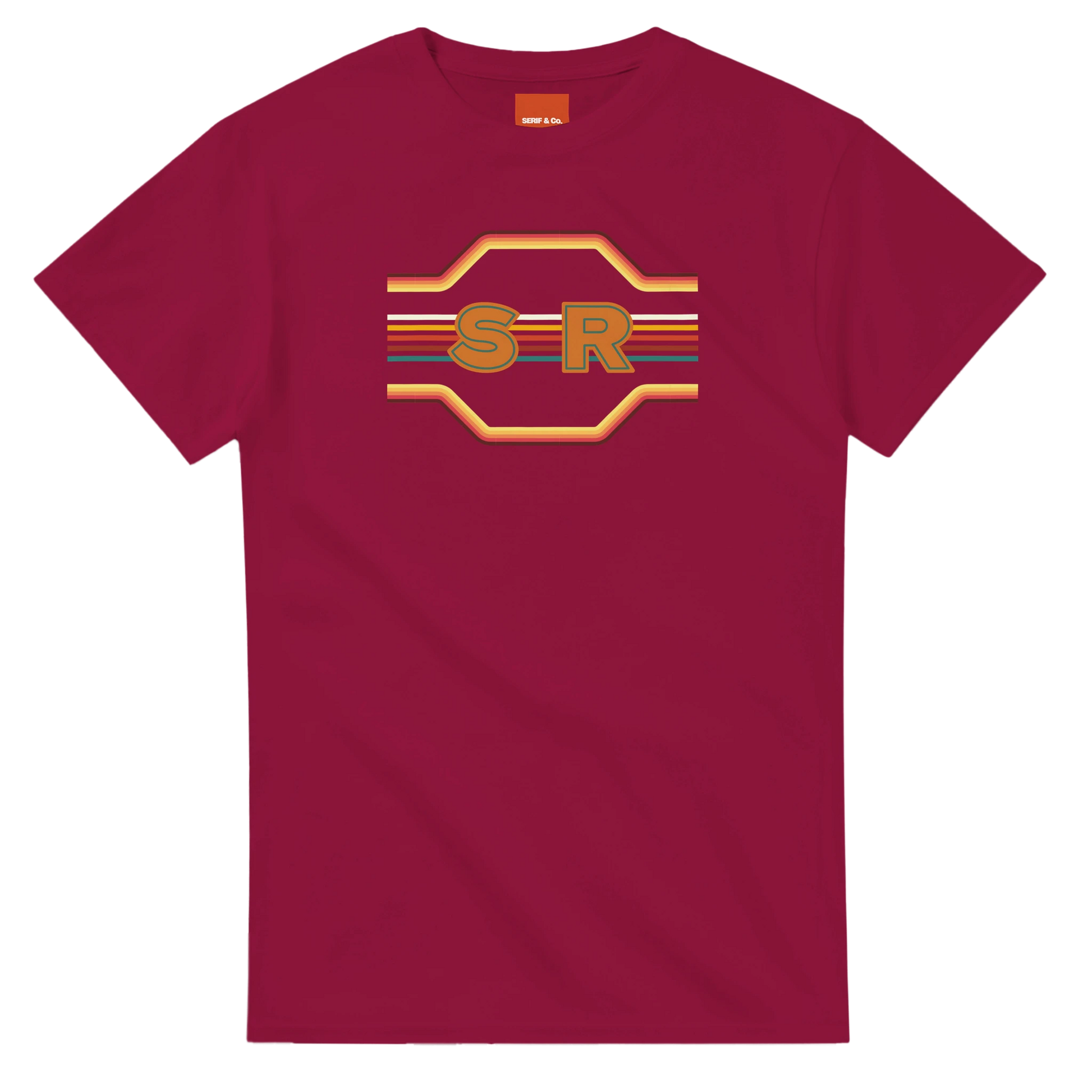 Unisex Retro Monogram hoodie, sweatshirt and t-shirt in blue, red, green, grey, black, brown, white, and beige – Serif & Co personalised retro clothing, 70's Inspired