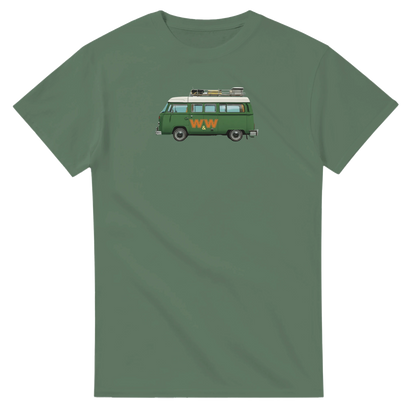 Unisex Couples Vintage Campervan hoodie, sweatshirt and t-shirt in blue, red, green, grey, black, brown, white, and beige – Serif & Co campervan couples clothing